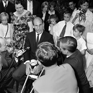 Stirling Moss leaving Atkinson Morley Hospital in Wimbledon