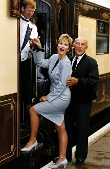 Stirling Moss Former Racing Driver with Actress Fiona Fullerton launch The Orient Express