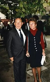 01419 Collection: Stirling Moss and wife Susie at james Hunt memorial service Picadilly - September 1993