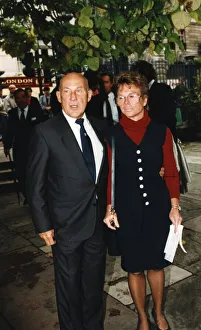 Stirling Moss and wife Susie at james Hunt memorial service Picadilly - September 1993