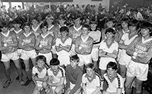 Schoolboys Prints: The Stockton and District Schools football squad turn out in style to say thanks to some