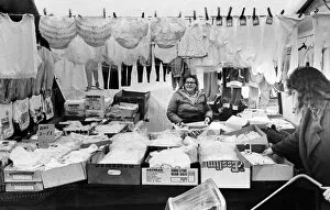 Images Dated 9th April 1987: Stockton Market, Body wear Stall, 9th April 1987