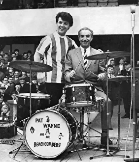 00349 Prints: Stoke City player Stanly Matthews playing the drums with Pat Wayne and the Beachcombers