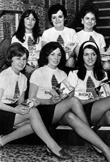 Magazine Prints: Stoke Citys Jet Girls, who sell match day programmes at the Victoria Ground