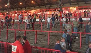Stoke v Coventry. The last of the Stoke City fans leave the Boothen End at the last