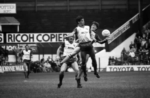 Stoke. v. Southampton. October 1984 MF18-03-053 The final score was a three one