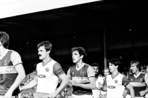 Stoke v. West Ham. October 1984 MF18-06-013 The final score was a four two