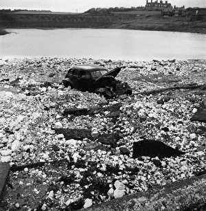 Coast Prints: Storm damage on the coast at Seaford. Fierce gales have swept the British Isles during