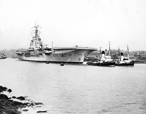 Tugs Prints: To the strains of the Blaydon Races and the cheers of thousands ashore HMS Albion takes