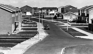 Street scene in Cramlington New Town. 31st March 1973
