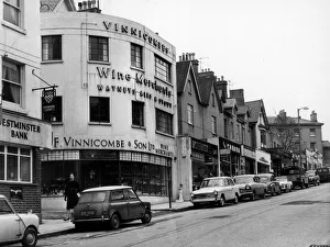 The street scene in Tor Hill Road, Torquay in 1963 with the Easterbrook bakery in