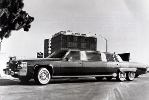 Stretched Cadillac limousine. Restaurant owner Daniel Mercheano of California had his car