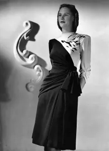 A most striking dress in black and white was included in a dress collection by Rebuck