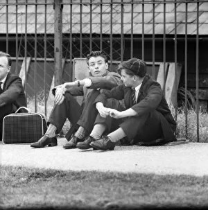 Students gathered outside at Aylesbury Grammar School. June 1960 M4451