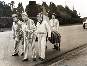 Pyjamas Prints: Students Rag - Four Cardiff students trying to break the bed pushing record