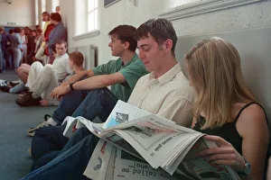 Secondary Prints: Students wait for their A Level results at Wearside Colleges Bede Centre, Sunderland