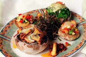 Mushrooms Prints: Stuffed mushrooms July 1999 Vegetable Ratatouille filling Spinach