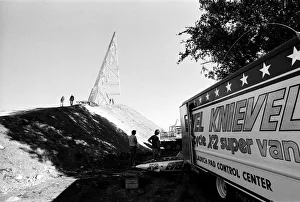 Scenic Prints: Stuntman Evel Knievel prepares to jump Snake River Canyon