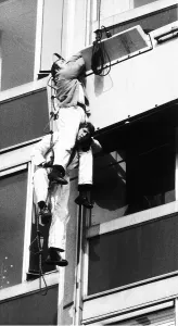 Stunts Michael Crawford Actor with stuntman hanging on for their lives when a scene for a