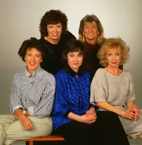 STV presenter Maggie Lavender May 1987 with Larry Sullivan Liz Christianson Sheena