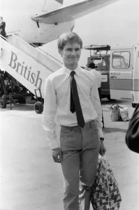 01095 Prints: Sub Lieutenant Ian Soapy'Watson arrives at Gatwick airport