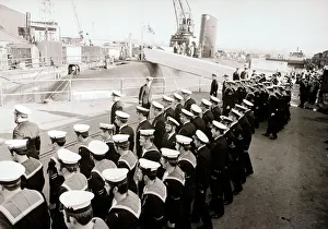Nuclear Prints: Submarine HMS Conqueror seen here with her crew at her commissioning ceremony