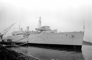 Docks Prints: Submarine supply ship, used as floating barracks in Belfast, Northern Ireland