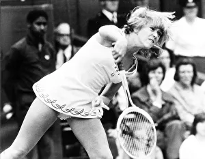 Sue Barker competing in the Wimbledon Tennis Championships. July 1978