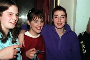 Sue Perkins Mel Giedroyc comediennes May 1999 at Paisley Town Hall