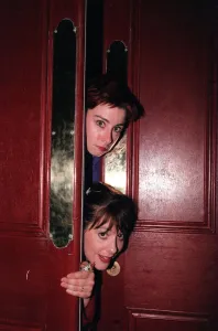 Sue Perkins Mel Giedroyc comediennes May 1999 at Paisley Town Hall