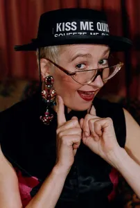 Sue Pollard actress comedian wearing kiss me quick hat A&copy;mirrorpix