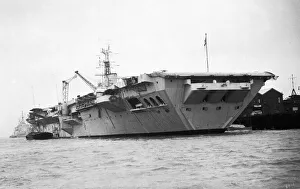 Ec Scan Prints: Suez Crisis 1956 The aircraft carrier HMS Bulwark docked at Plymouth