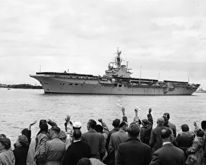 Evsi Prints: Suez Crisis 1956 The Aircraft Carrier HMS Theseus sails for the Mediterranean
