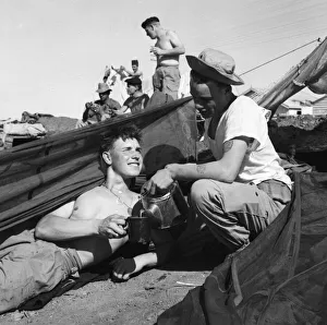 Suez Crisis 1956 Alf Biggs of the 1st Battalion Royal West Kent Regiment gets an