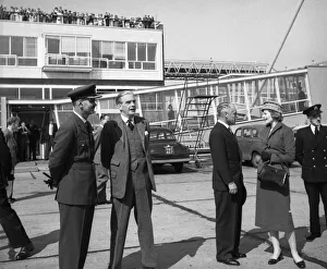 Suez Crisis 1956 Anthony Eden returning to London Airport with his wife following a