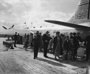 Refugees Prints: Suez Crisis 1956 British civillians evacuated from Egypt arrive at Southampton by