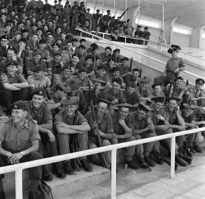 Suez Crisis 1956 British troops in Suez enjoying a concert party at Port Said