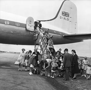 Suez Crisis 1956 British women and children arrive at Blackbushe Airport having