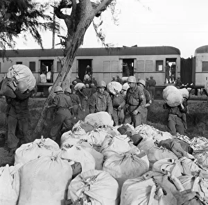 Suez Crisis 1956 Danish troops of the United Nations arrive by train to take over