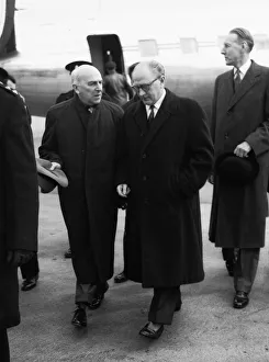 00016 Prints: Suez Crisis 1956 The French Prime Minister Mr Guy Mollet arriving at London Airport