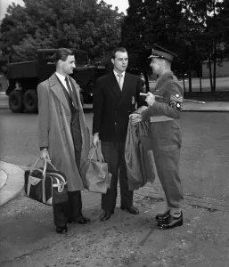 Evsi Prints: Suez Crisis 1956 Two Guardsmen of the Household Cavalry return to their barracks