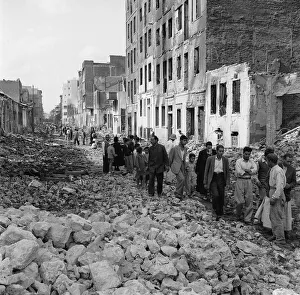Suez Crisis 1956 The heavily bomb damaged district of Rue Ababi in Port Said