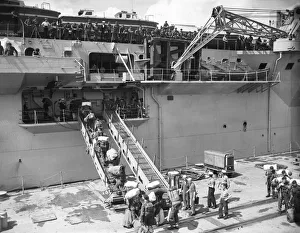 Egypt Prints: Suez Crisis 1956 Men of the 16th Independent Parachute Regiment crowd the decks of