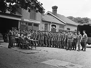 Suez Crisis 1956 Men of the Royal Berkshire Regiment are issued with tropical kit