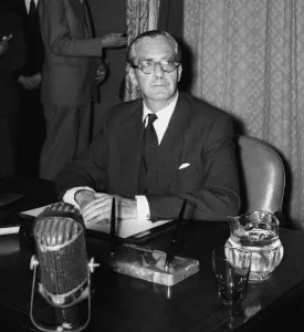 Suez Crisis 1956 The Prime Minister Anthony Eden at Lime Grove Television Studios