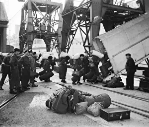 Suez Crisis 1956 Troops boarding the troopship Empire Fowey at Southhampton bound