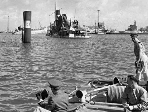 00172 Prints: The Suez crisis - In the foregound is the funnel of one of the sunk ships 12 / 11 / 56