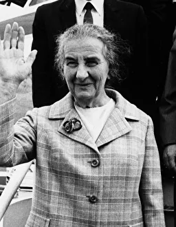 Israel Prints: Suez Crisis Golda Meir at Heathrow Airport 1969 (Israeli Prime Minister)