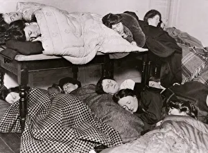 Rights Prints: Suffragettes pictured sleeping at home of a friend who refuses to fill up her schedule