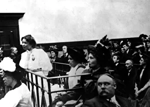 Rights Prints: Suffragettes women in dock Bow Street police station London October 1908